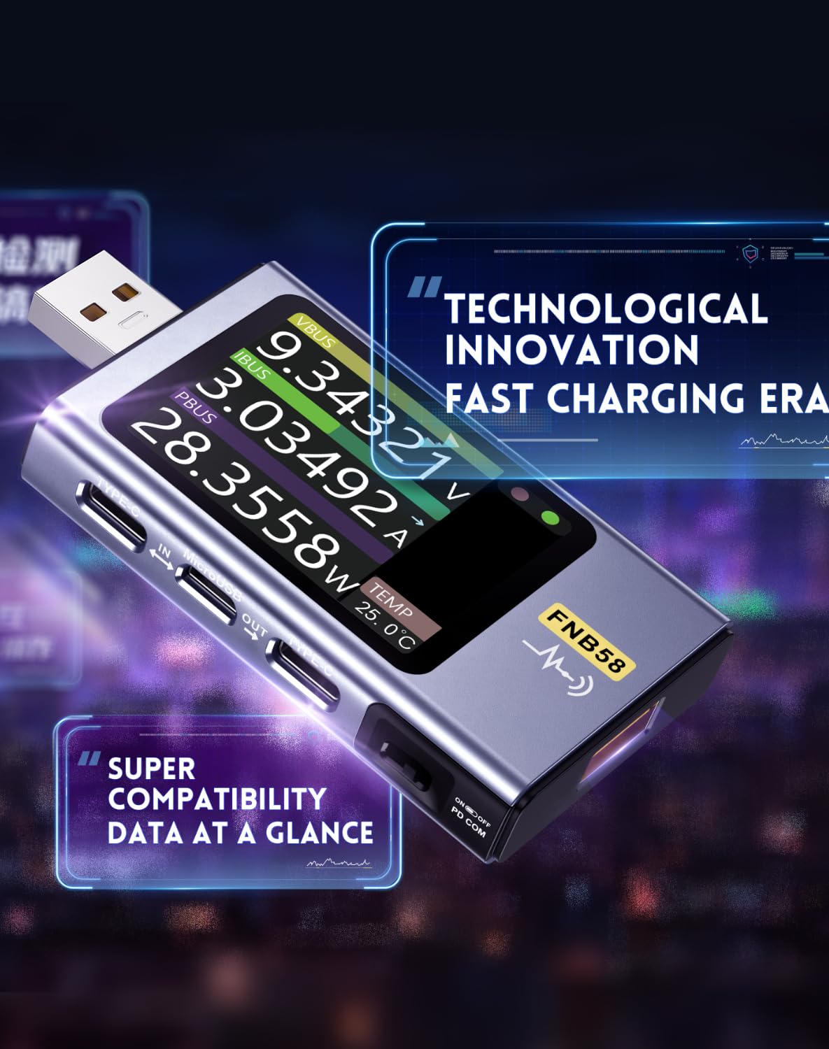 高性能USBテスター Amazon | 【プロレベル】FNIRSI USBテスター Bluetooth付き USB